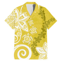 Polynesia Family Matching Mermaid Dress and Hawaiian Shirt Yellow Tribal Turtle Floral Pattern