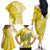 Polynesia Family Matching Off The Shoulder Long Sleeve Dress and Hawaiian Shirt Yellow Tribal Turtle Floral Pattern