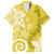 Polynesia Family Matching Off The Shoulder Long Sleeve Dress and Hawaiian Shirt Yellow Tribal Turtle Floral Pattern