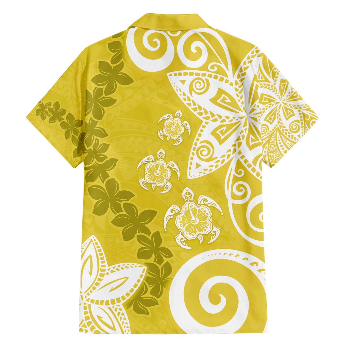 Polynesia Family Matching Off The Shoulder Long Sleeve Dress and Hawaiian Shirt Yellow Tribal Turtle Floral Pattern