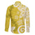 Polynesia Family Matching Off The Shoulder Long Sleeve Dress and Hawaiian Shirt Yellow Tribal Turtle Floral Pattern