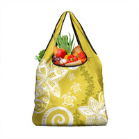Polynesia Grocery Bag Yellow Tribal Turtle Floral Pattern