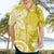 Polynesia Hawaiian Shirt Yellow Tribal Turtle Floral Pattern