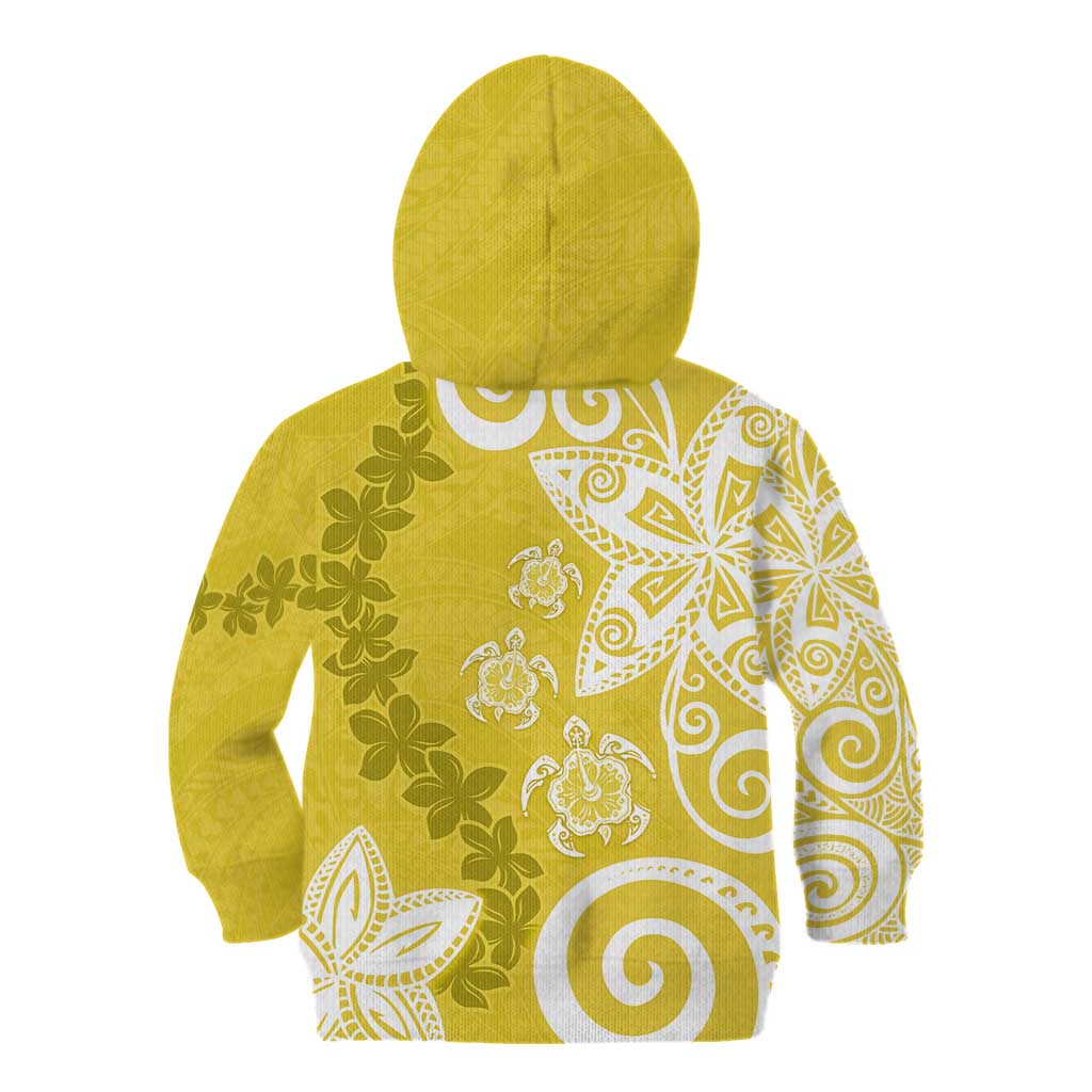 Polynesia Kid Hoodie Yellow Tribal Turtle Floral Pattern