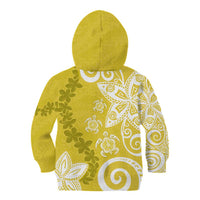 Polynesia Kid Hoodie Yellow Tribal Turtle Floral Pattern