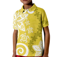 Polynesia Kid Polo Shirt Yellow Tribal Turtle Floral Pattern
