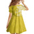 Polynesia Kid Short Sleeve Dress Yellow Tribal Turtle Floral Pattern