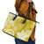 Polynesia Leather Tote Bag Yellow Tribal Turtle Floral Pattern