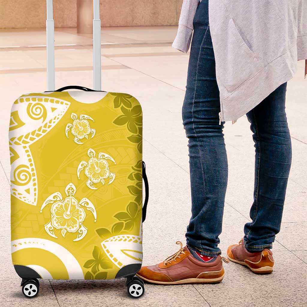 Polynesia Luggage Cover Yellow Tribal Turtle Floral Pattern LT05 Yellow - Polynesian Pride