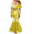 Polynesia Mermaid Dress Yellow Tribal Turtle Floral Pattern