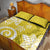 Polynesia Quilt Bed Set Yellow Tribal Turtle Floral Pattern