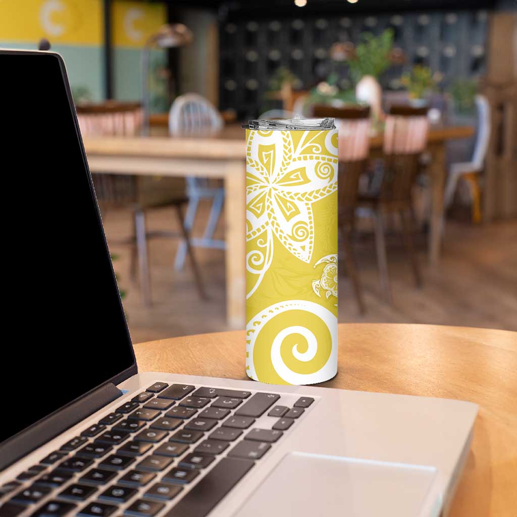 Polynesia Skinny Tumbler Yellow Tribal Turtle Floral Pattern