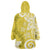 Polynesia Wearable Blanket Hoodie Yellow Tribal Turtle Floral Pattern