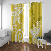 Polynesia Window Curtain Yellow Tribal Turtle Floral Pattern