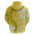 Polynesia Zip Hoodie Yellow Tribal Turtle Floral Pattern
