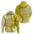Polynesia Zip Hoodie Yellow Tribal Turtle Floral Pattern