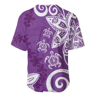 Polynesia Baseball Jersey Purple Tribal Turtle Floral Pattern