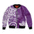 Polynesia Bomber Jacket Purple Tribal Turtle Floral Pattern