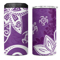 Polynesia 4 in 1 Can Cooler Tumbler Purple Tribal Turtle Floral Pattern