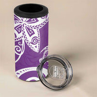 Polynesia 4 in 1 Can Cooler Tumbler Purple Tribal Turtle Floral Pattern