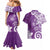 Polynesia Couples Matching Mermaid Dress and Hawaiian Shirt Purple Tribal Turtle Floral Pattern