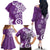 Polynesia Family Matching Off The Shoulder Long Sleeve Dress and Hawaiian Shirt Purple Tribal Turtle Floral Pattern