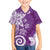 Polynesia Family Matching Short Sleeve Bodycon Dress and Hawaiian Shirt Purple Tribal Turtle Floral Pattern