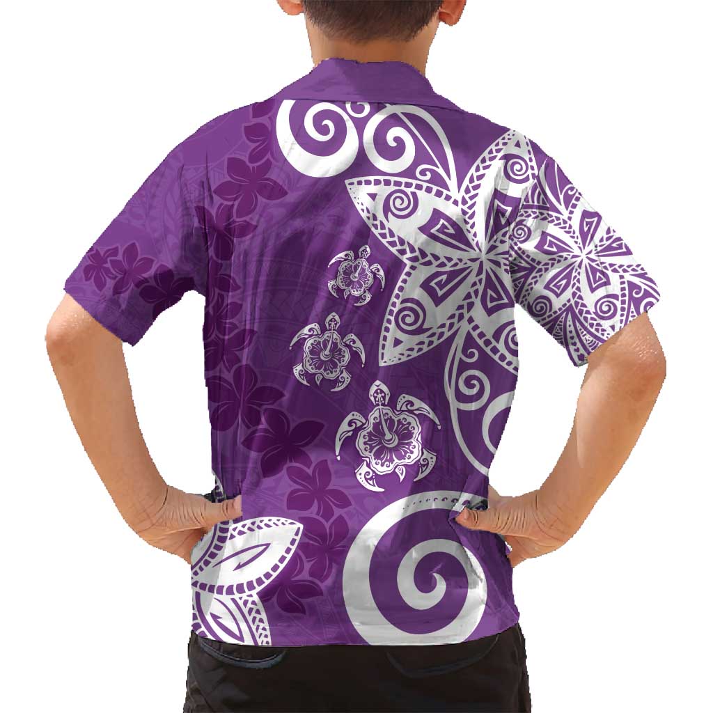 Polynesia Family Matching Tank Maxi Dress and Hawaiian Shirt Purple Tribal Turtle Floral Pattern
