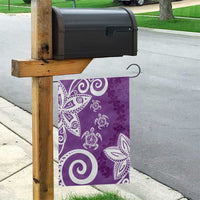 Polynesia Garden Flag Purple Tribal Turtle Floral Pattern