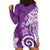 Polynesia Hoodie Dress Purple Tribal Turtle Floral Pattern