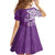 Polynesia Kid Short Sleeve Dress Purple Tribal Turtle Floral Pattern