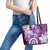 Polynesia Leather Tote Bag Purple Tribal Turtle Floral Pattern