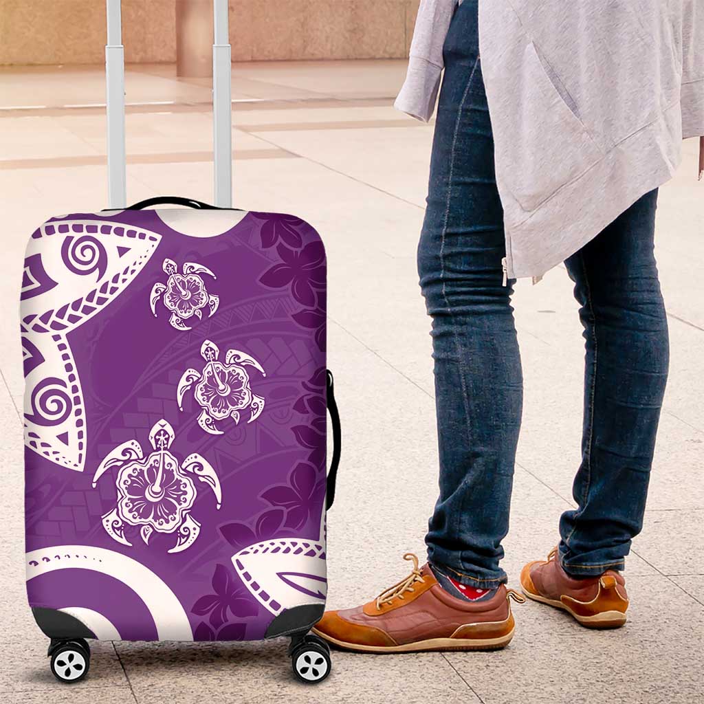 Polynesia Luggage Cover Purple Tribal Turtle Floral Pattern LT05 Purple - Polynesian Pride