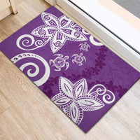 Polynesia Rubber Doormat Purple Tribal Turtle Floral Pattern