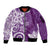 Polynesia Sleeve Zip Bomber Jacket Purple Tribal Turtle Floral Pattern