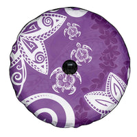 Polynesia Spare Tire Cover Purple Tribal Turtle Floral Pattern