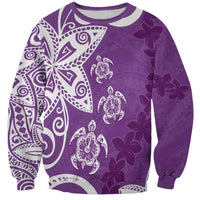 Polynesia Sweatshirt Purple Tribal Turtle Floral Pattern