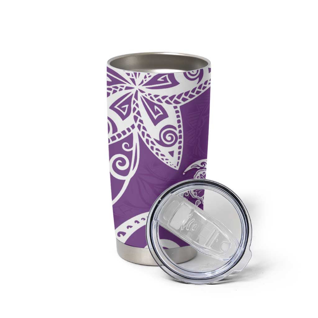 Polynesia Tumbler Cup Purple Tribal Turtle Floral Pattern