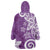 Polynesia Wearable Blanket Hoodie Purple Tribal Turtle Floral Pattern