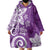 Polynesia Wearable Blanket Hoodie Purple Tribal Turtle Floral Pattern