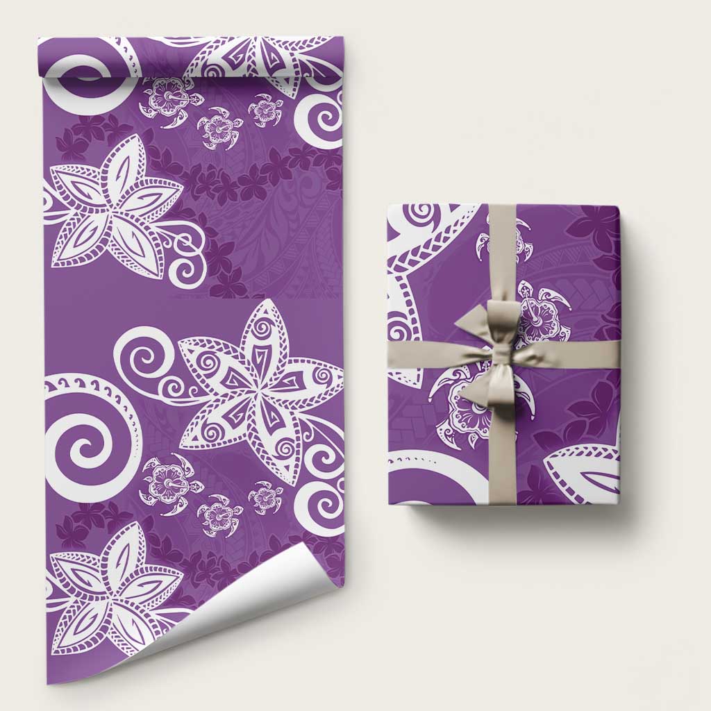 Polynesia Wrapping Paper Purple Tribal Turtle Floral Pattern - Polynesian Pride