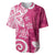 Polynesia Baseball Jersey Pink Tribal Turtle Floral Pattern