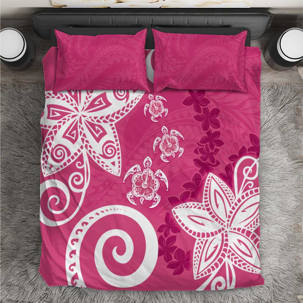 Polynesia Bedding Set Pink Tribal Turtle Floral Pattern