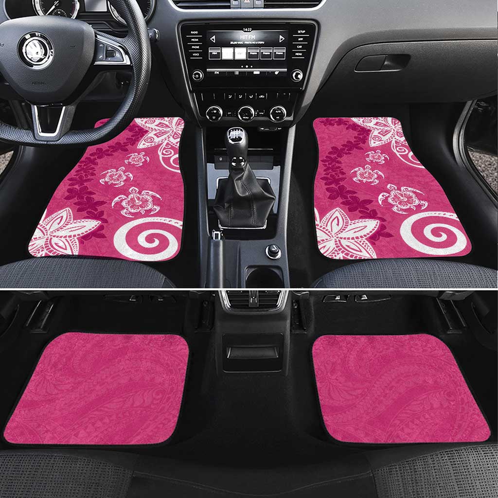 Polynesia Car Mats Pink Tribal Turtle Floral Pattern