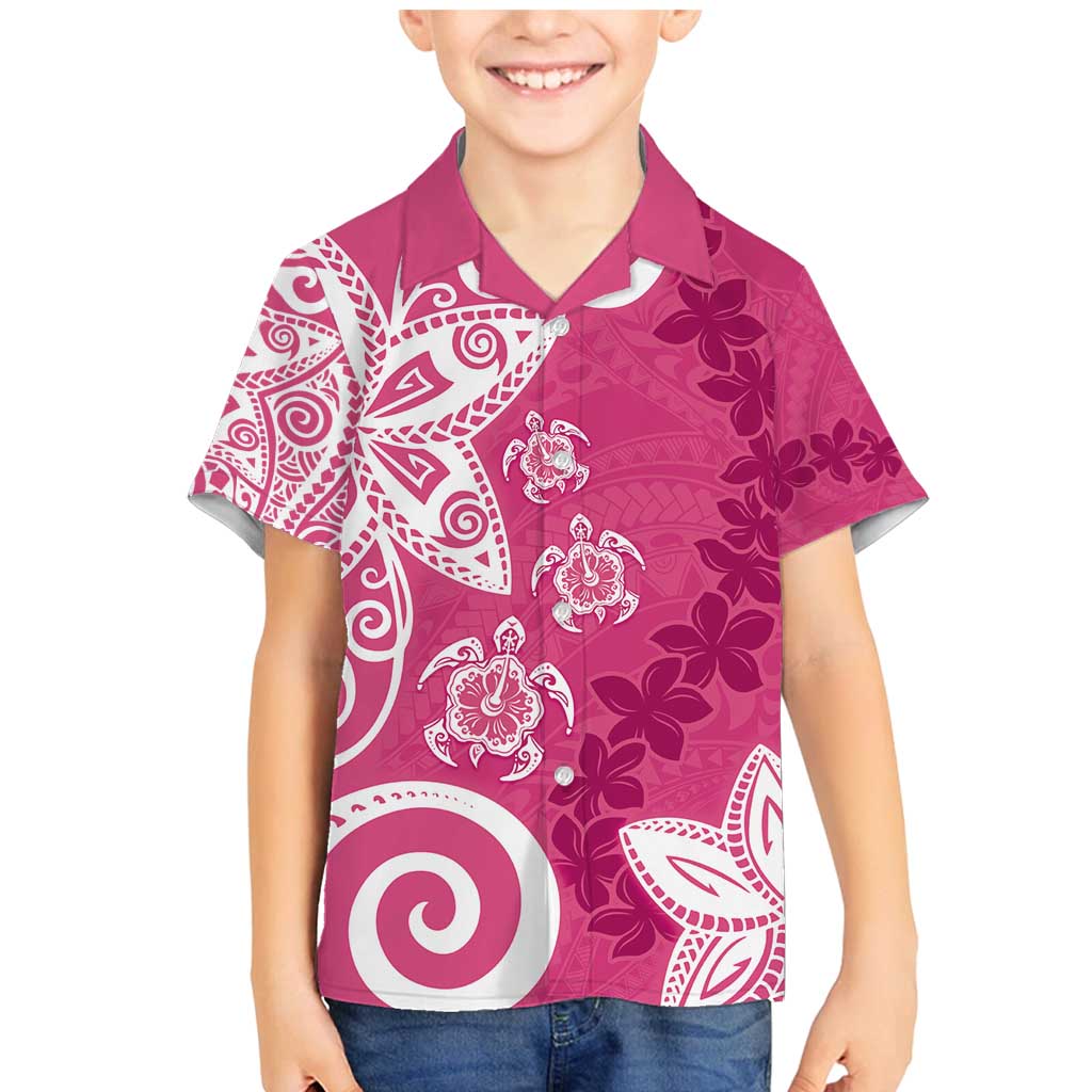Polynesia Family Matching Mermaid Dress and Hawaiian Shirt Pink Tribal Turtle Floral Pattern