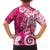 Polynesia Family Matching Off The Shoulder Long Sleeve Dress and Hawaiian Shirt Pink Tribal Turtle Floral Pattern