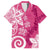 Polynesia Family Matching Off The Shoulder Long Sleeve Dress and Hawaiian Shirt Pink Tribal Turtle Floral Pattern