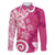 Polynesia Family Matching Short Sleeve Bodycon Dress and Hawaiian Shirt Pink Tribal Turtle Floral Pattern