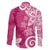 Polynesia Family Matching Short Sleeve Bodycon Dress and Hawaiian Shirt Pink Tribal Turtle Floral Pattern