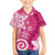 Polynesia Family Matching Short Sleeve Bodycon Dress and Hawaiian Shirt Pink Tribal Turtle Floral Pattern